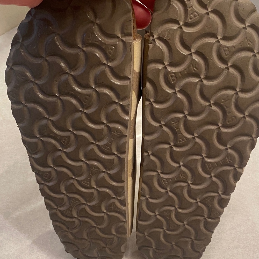 Birkenstock ladies Arizona Sandals in Tan Camouflage soft footbed - Picture 7 of 11